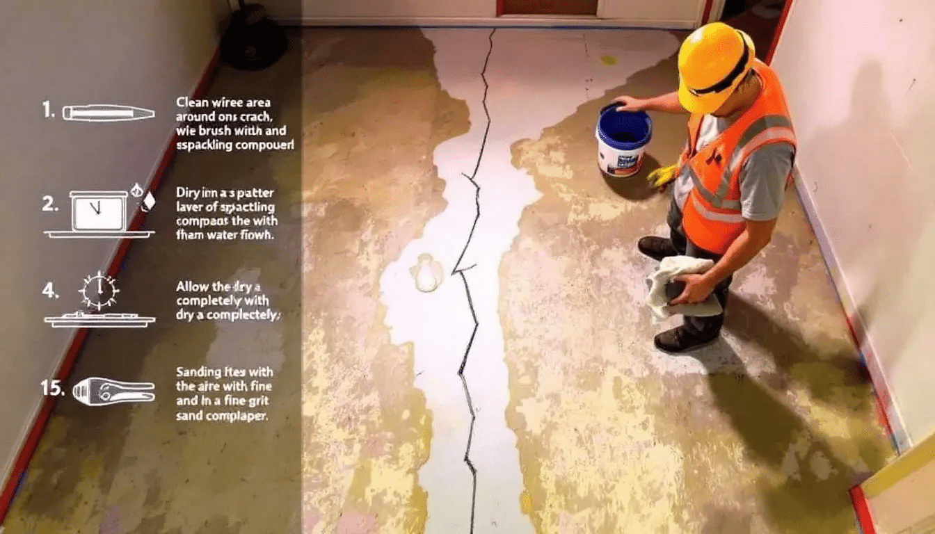 Préparation de la surface pour la réparation de fissures.